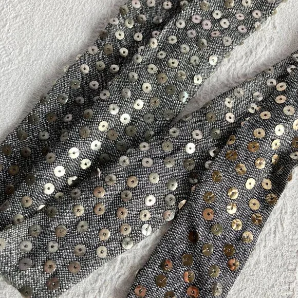 1970s Silver Sequined Modest Long Sleeve Maxi Dress - Picture 15 of 15